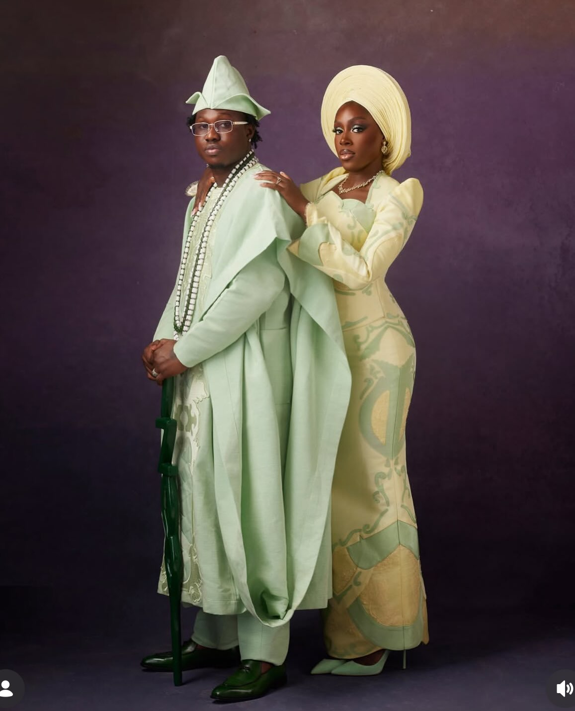 Zlatan and Davita looking stunning in their second outfit playing homage to Zlatan's Yoruba culture.